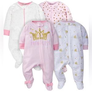 (4)long sleeves Gerber sleep n’ plays 0-3M worn twice